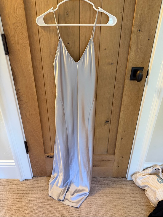 Zara Dresses & Skirts - Zara Silver Satin Maxi Slip Dress